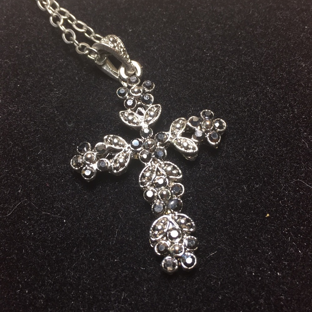 Floral cross necklace